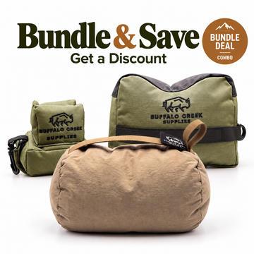 Buffalo Creek Supplies Ridgeline + Contour Bundle – Pre-Filled Front & Rear Rifle Rest Set with Contour Squishy Rear Bag